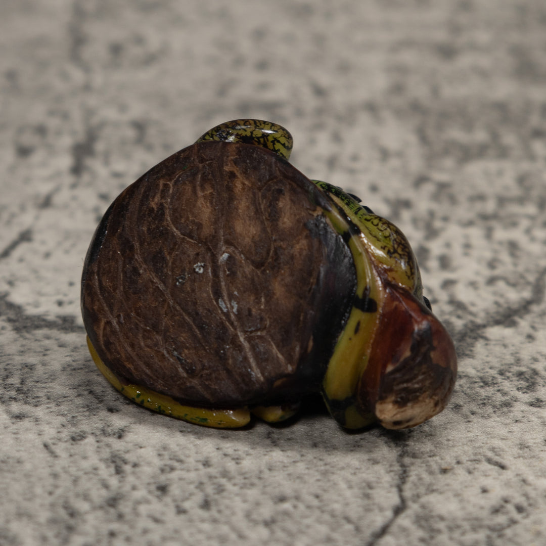 Vintage Black And Green Iguana Tagua Carving