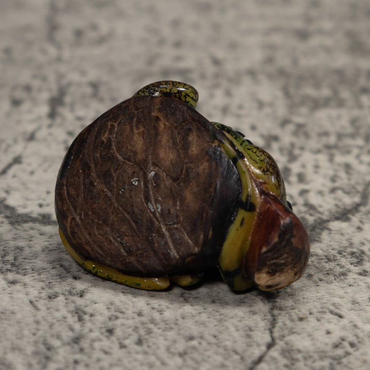 Vintage Black And Green Iguana Tagua Carving