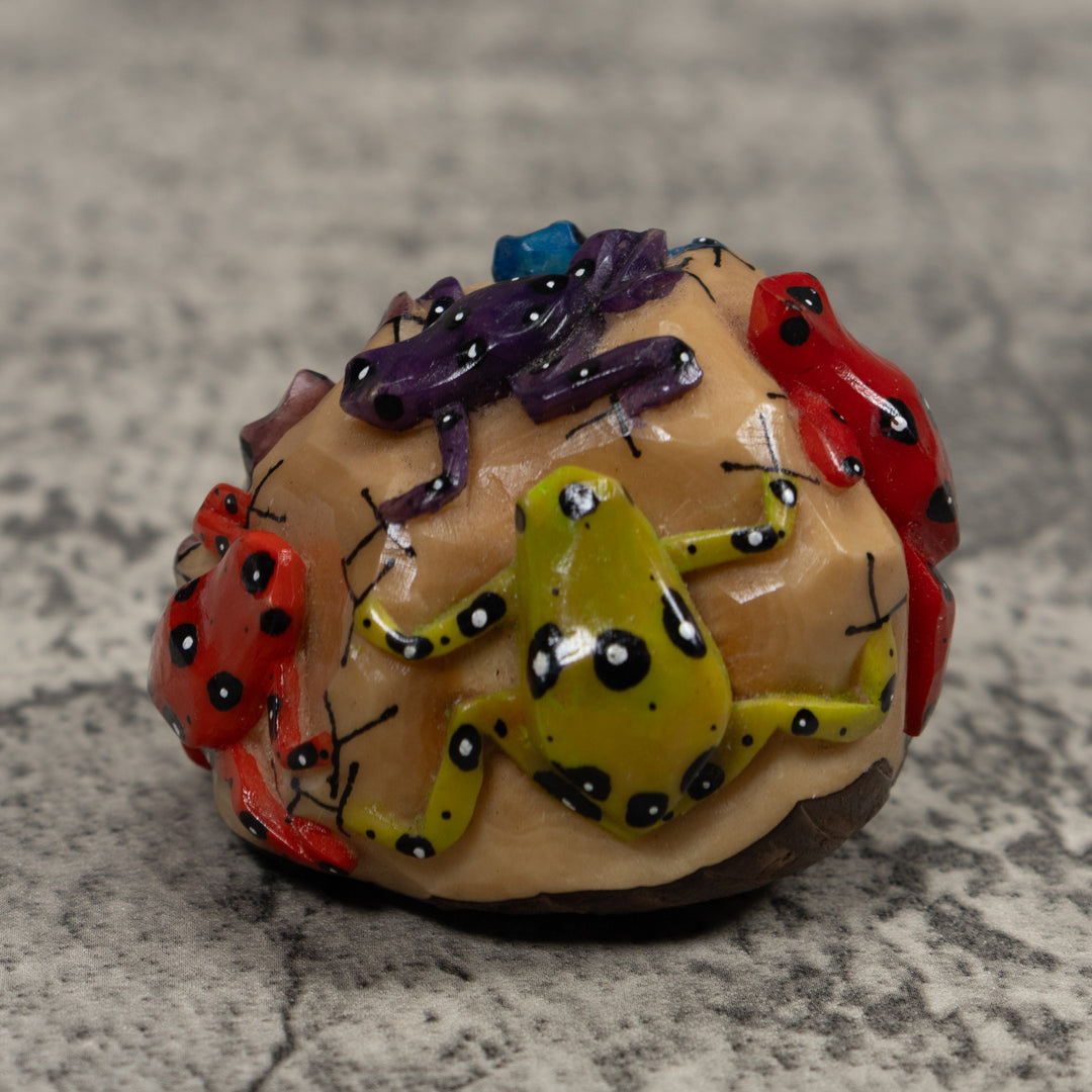 Multiple Poison Dart Frog Tagua Carving
