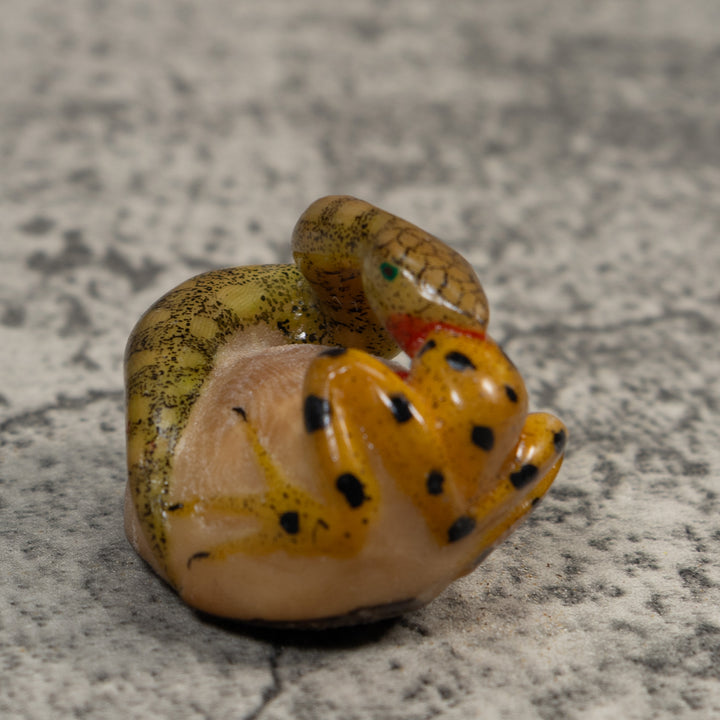 Vintage Snake Eating Frog Tagua Carving