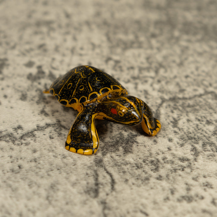 Free-Standing Black Gold And Red Tortoise Turtle Tagua Carving