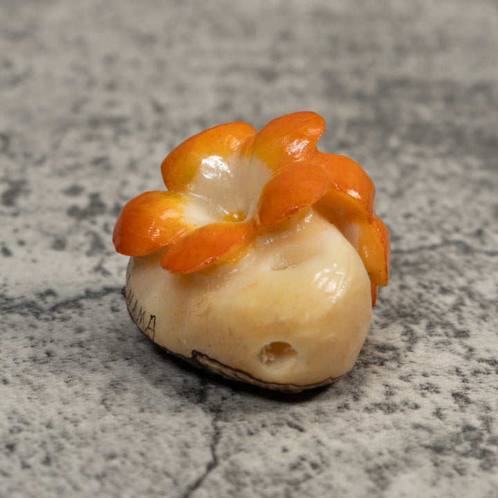 Double Golden Flower Petals Tagua Carving