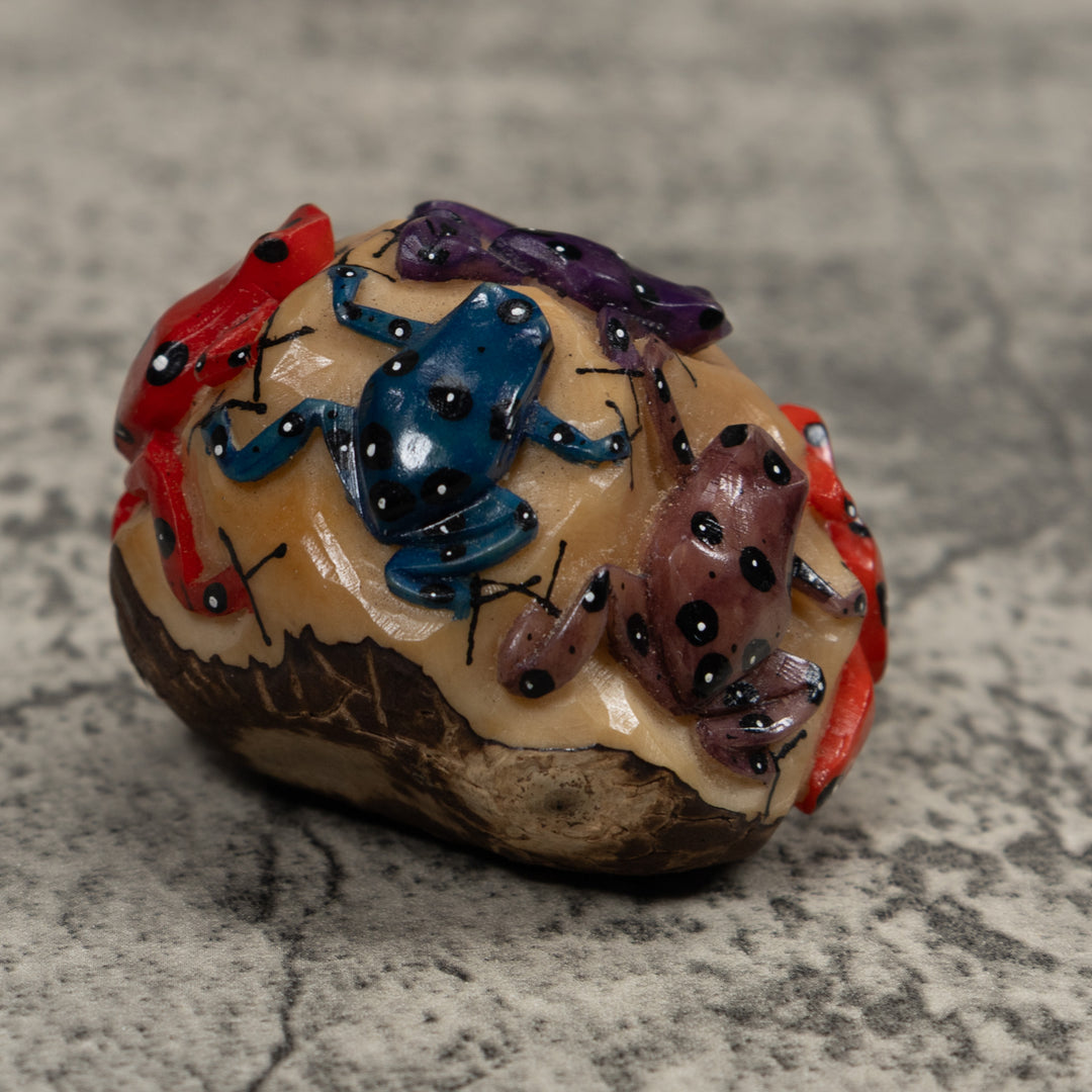 Multiple Poison Dart Frog Tagua Carving