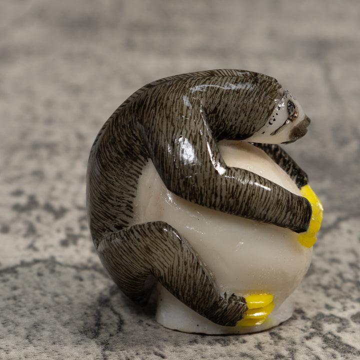 Gray And Yellow Sloth Tagua Carving