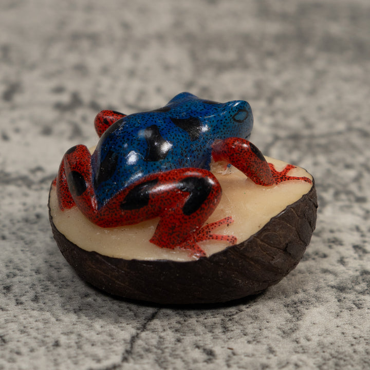 Vintage Blue And Red Poison Dart Frog Tagua Carving
