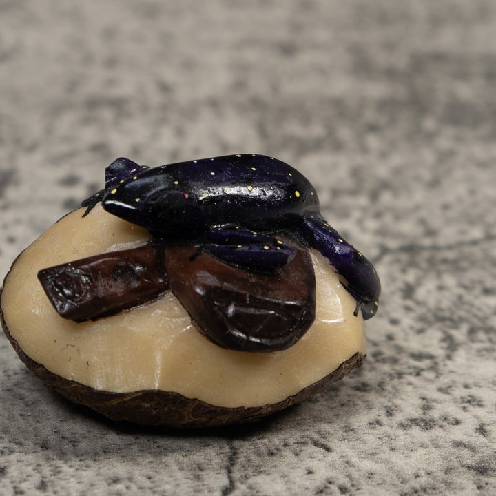 Black And Yellow Poison Dart Frog Tagua Carving