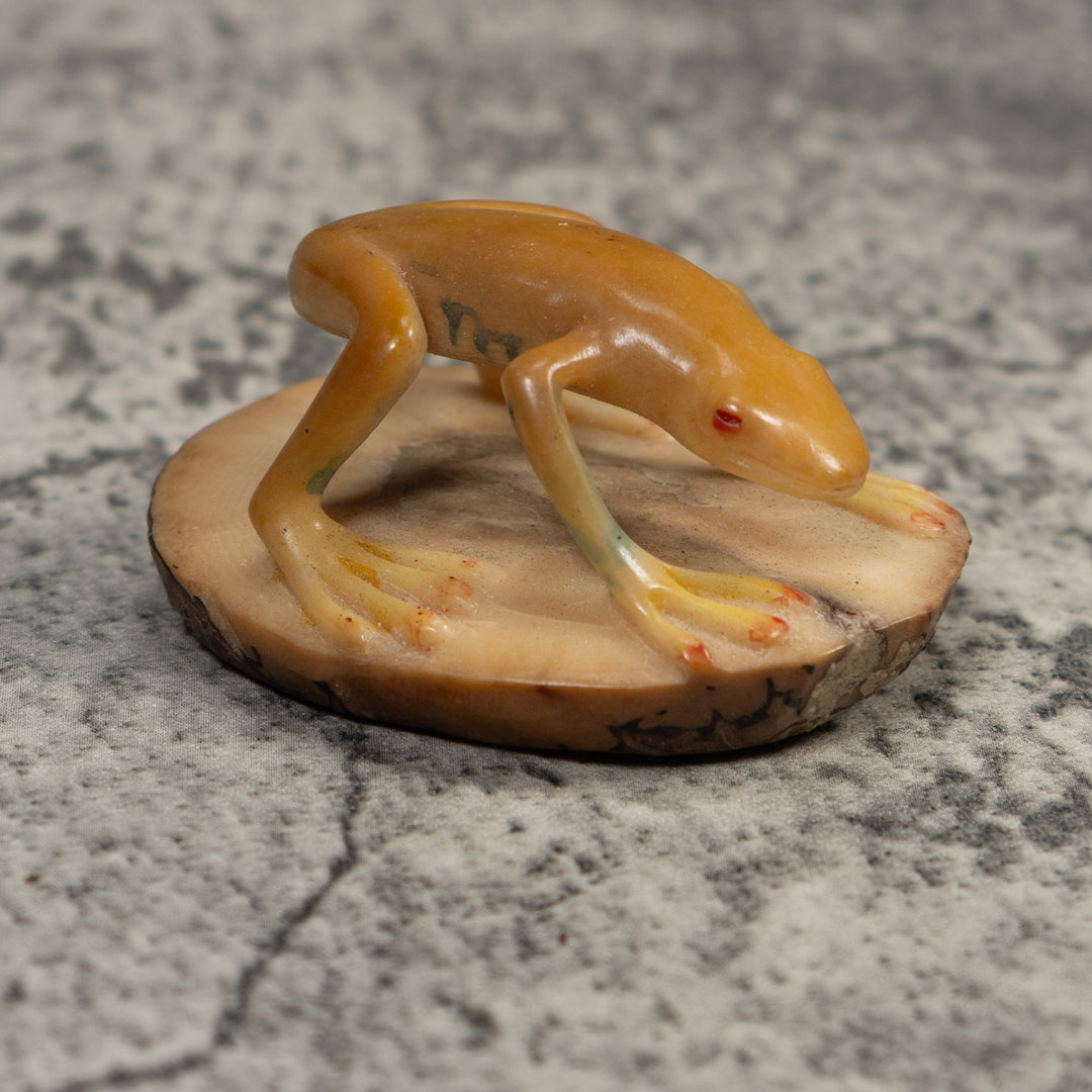 Vintage Gold Frog Tagua Carving
