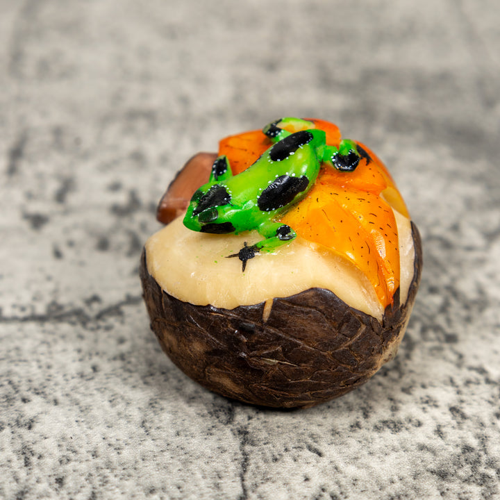 Orange Green And Black Poison Dart Frog Tagua Carving