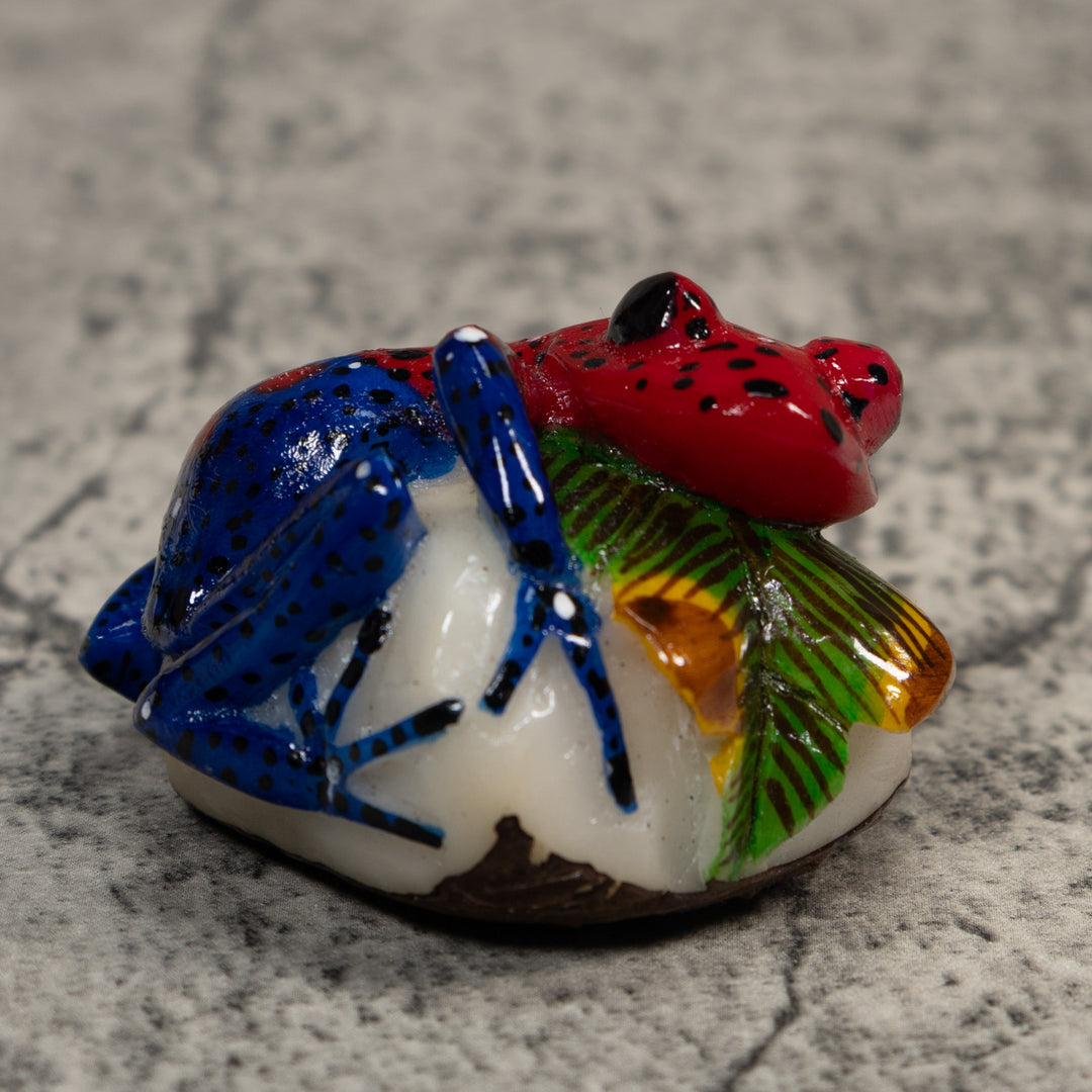 Red And Blue Poison Dart Frog Tagua Carving