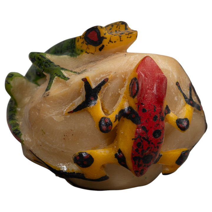 Vintage Double Poison Dart Frog Tagua Carving