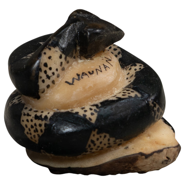 Vintage Black And White Snake Tagua Carving