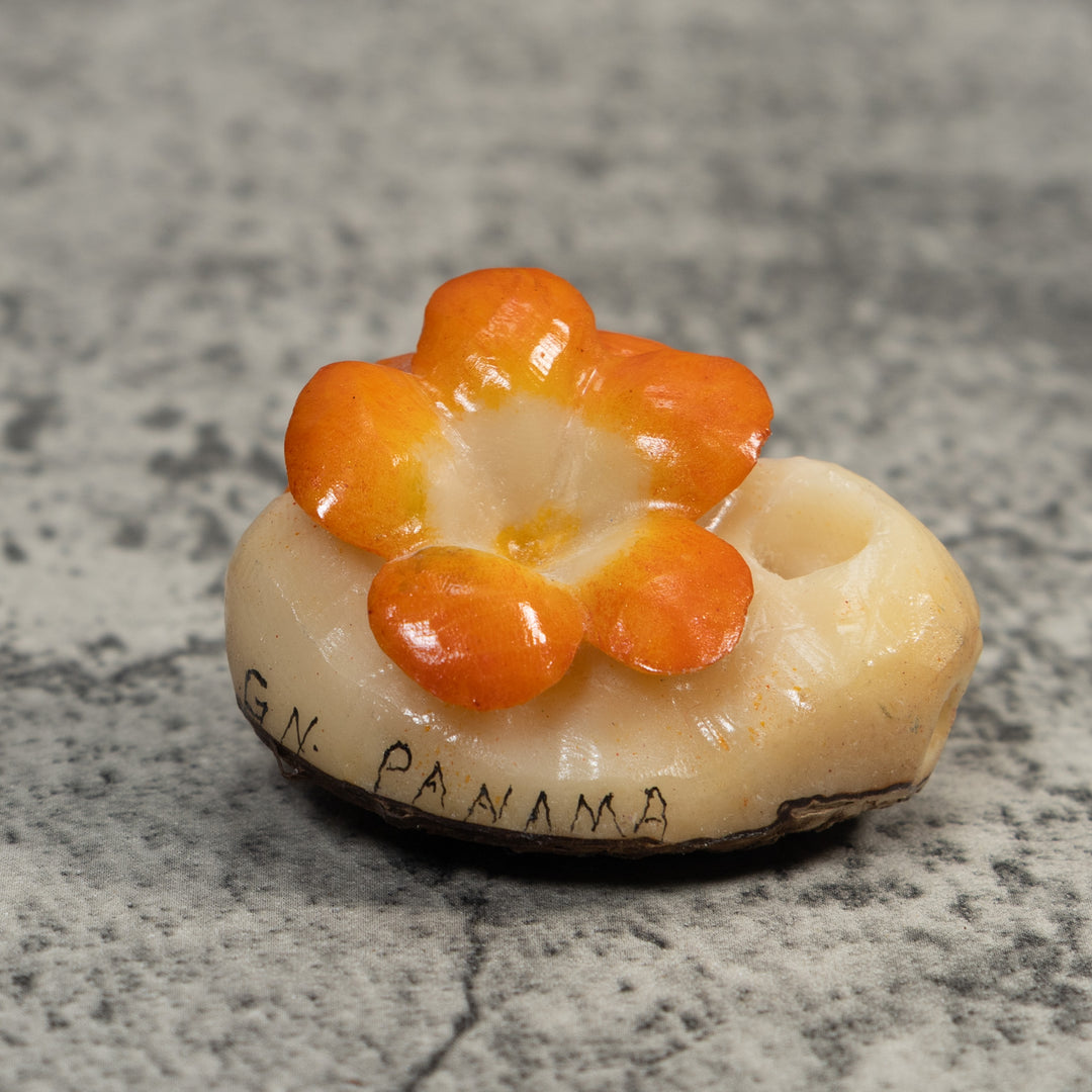 Double Golden Flower Petals Tagua Carving