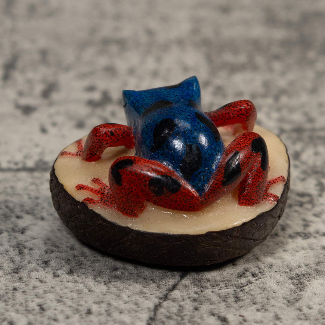 Vintage Blue And Red Poison Dart Frog Tagua Carving
