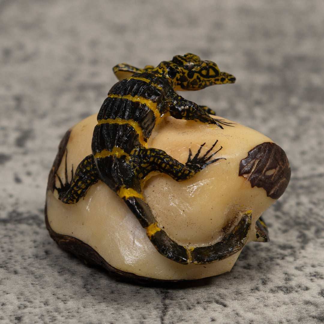 Double Alligator Crocodile Tagua Carving
