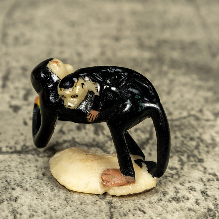 White Face Monkey With Infant Tagua Carving