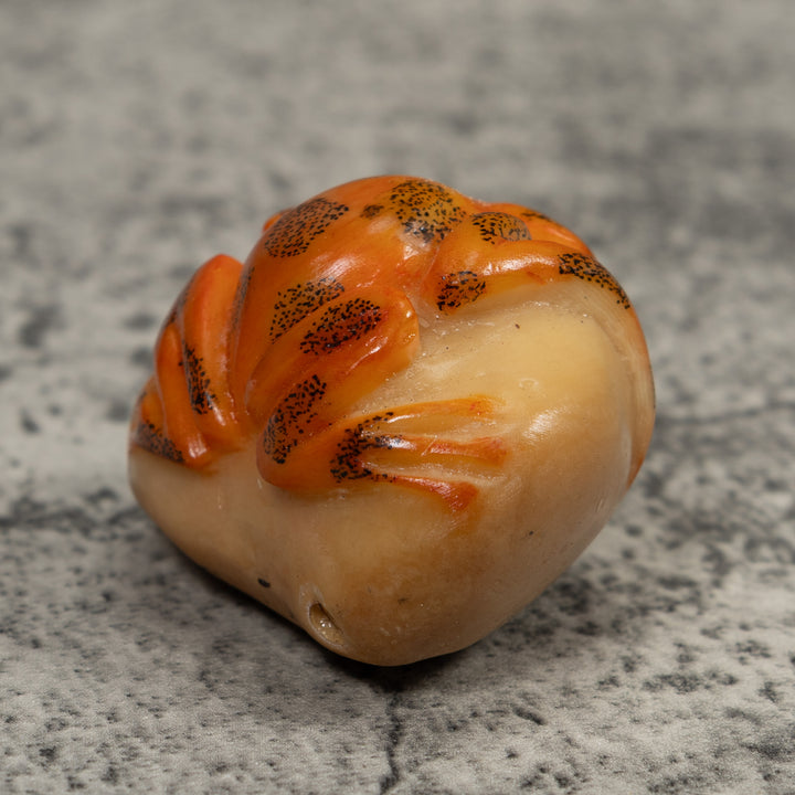 Vintage Orange And Black Frog Tagua Carving