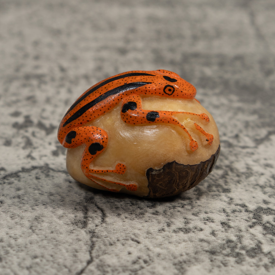 Vintage Orange And Black Poison Dart Frog Tagua Carving