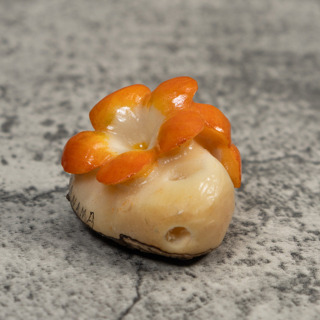 Double Golden Flower Petals Tagua Carving