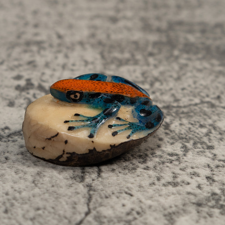 Red And Blue Poison Dart Frog Tagua Carving