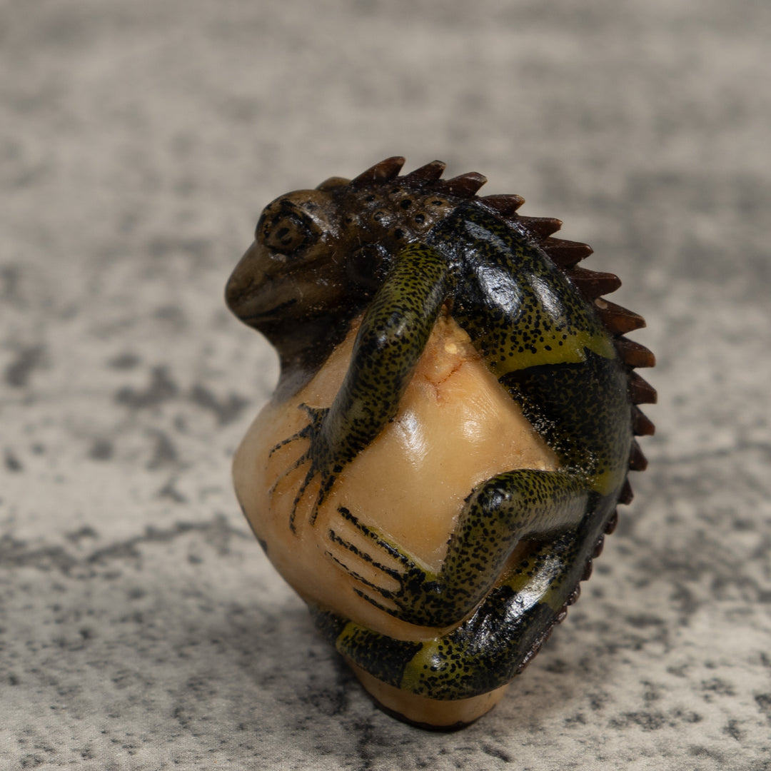 Brown And Black Iguana Lizard Tagua Carving