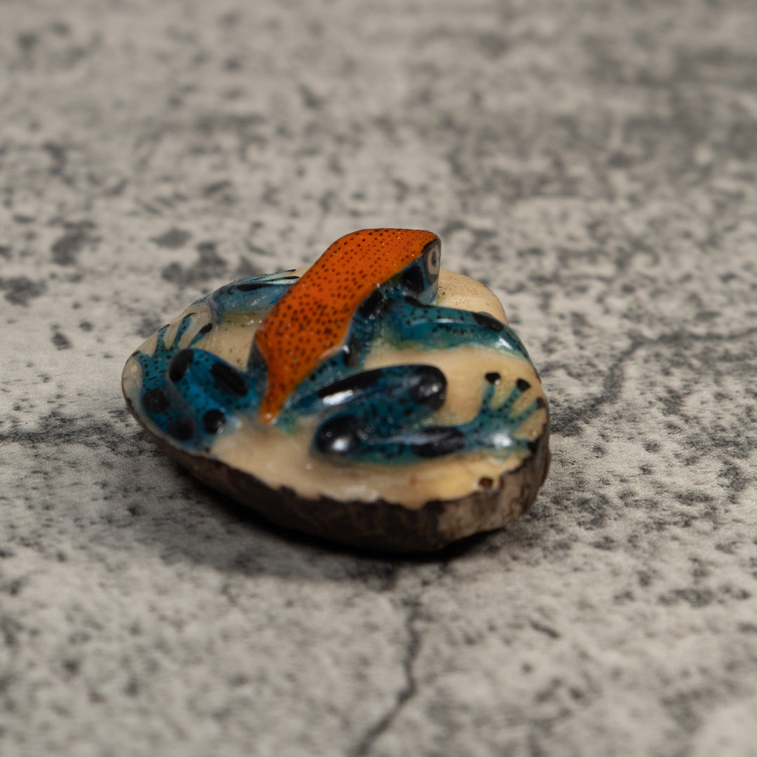 Red And Blue Poison Dart Frog Tagua Carving