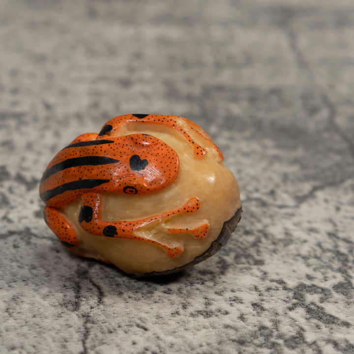 Vintage Orange And Black Poison Dart Frog Tagua Carving