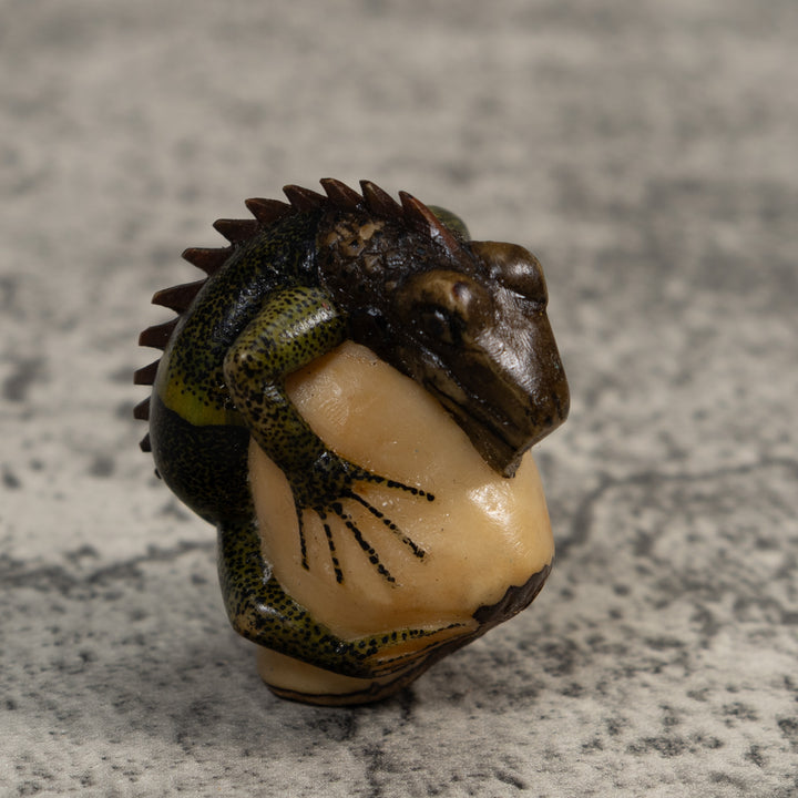 Brown And Black Iguana Lizard Tagua Carving