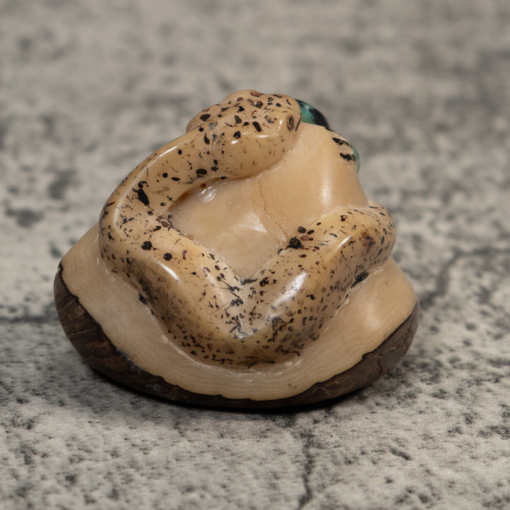 Vintage Snake And Frog Tagua Carving