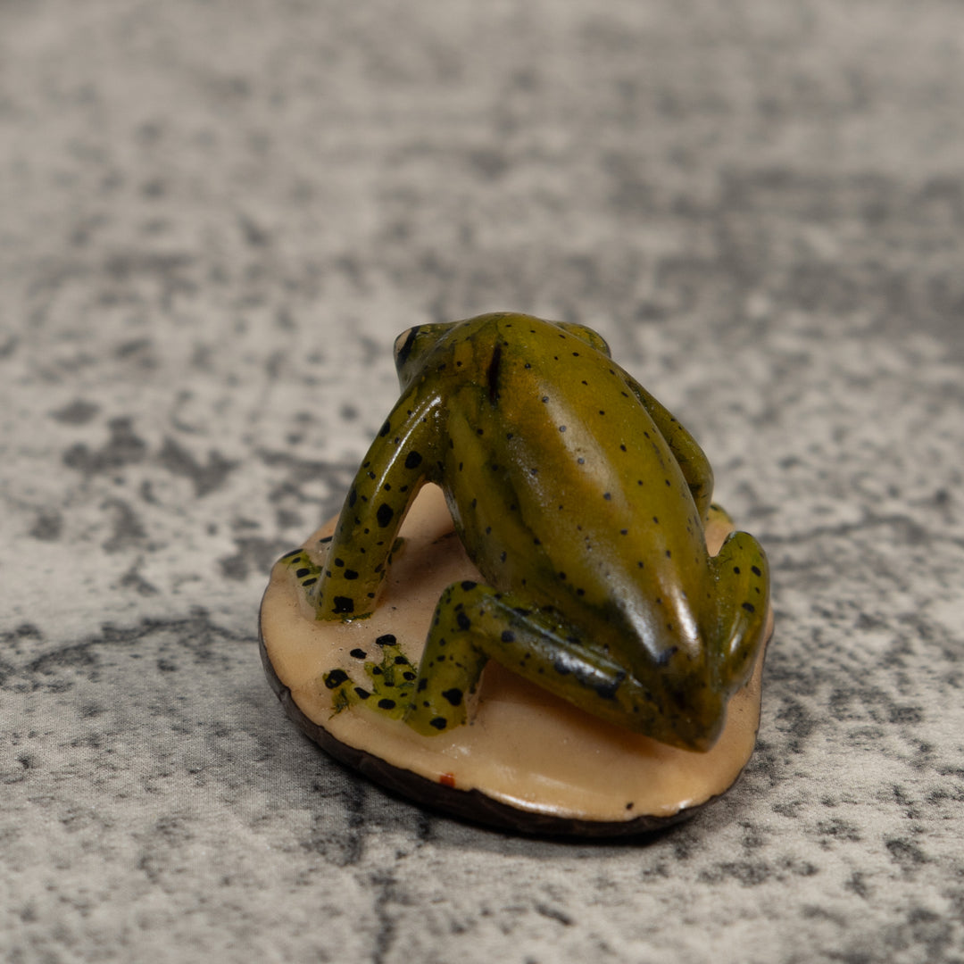 Vintage Green And Black Poison Dart Frog Tagua Carving