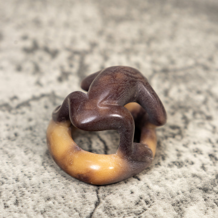 Vintage Dyed Frog Scarf Slide Tagua Carving