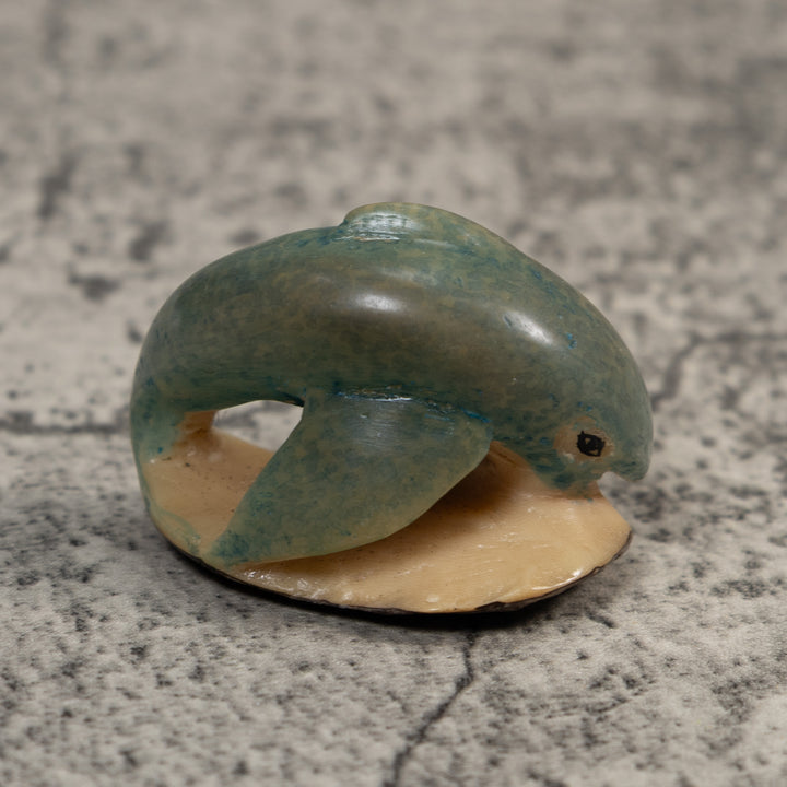 Vintage Blue Dolphin Tagua Carving