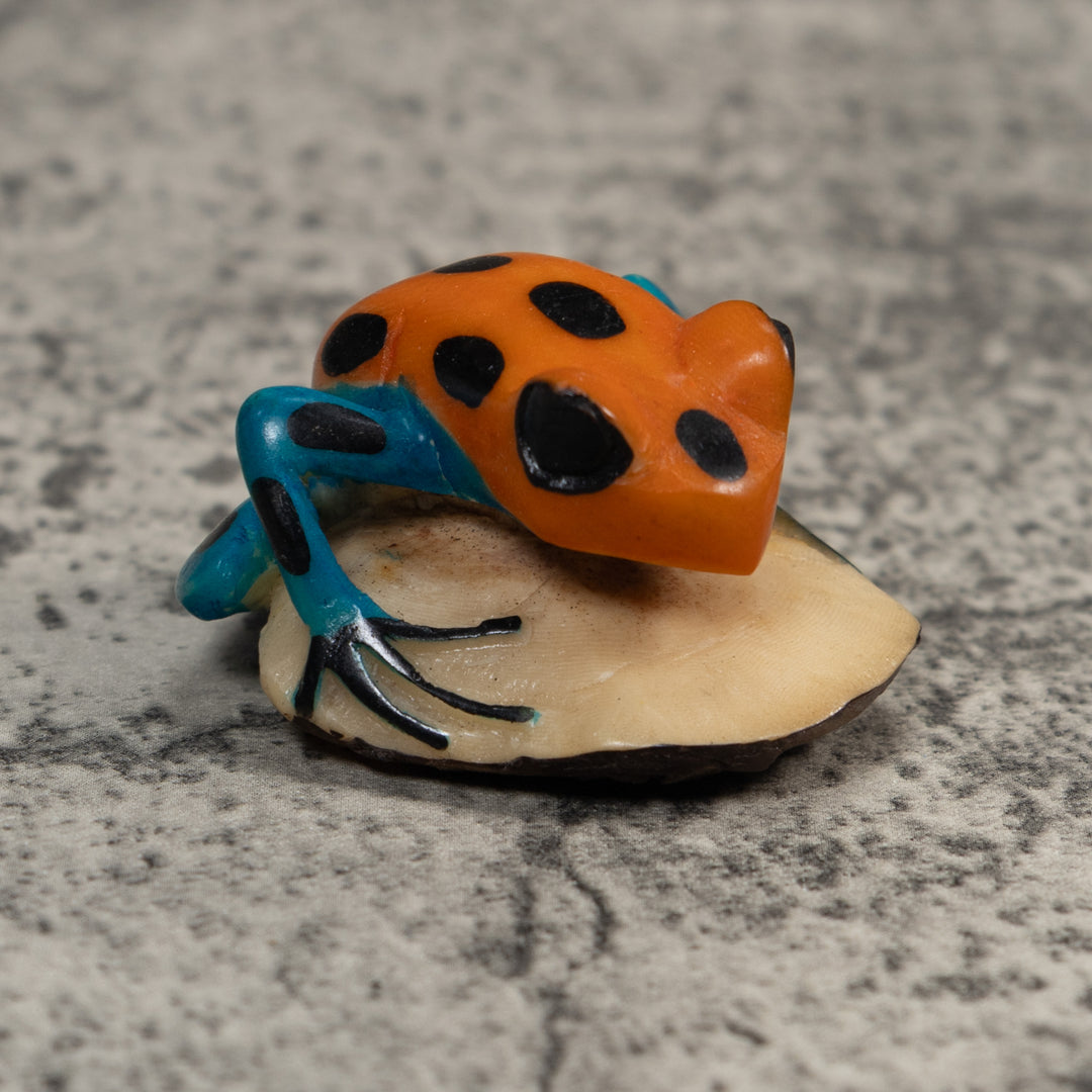 Blue And Gold Poison Dart Frog Tagua Carving