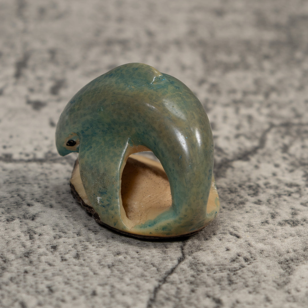 Vintage Blue Dolphin Tagua Carving