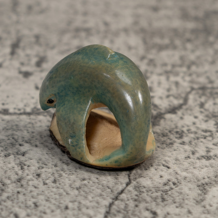Vintage Blue Dolphin Tagua Carving