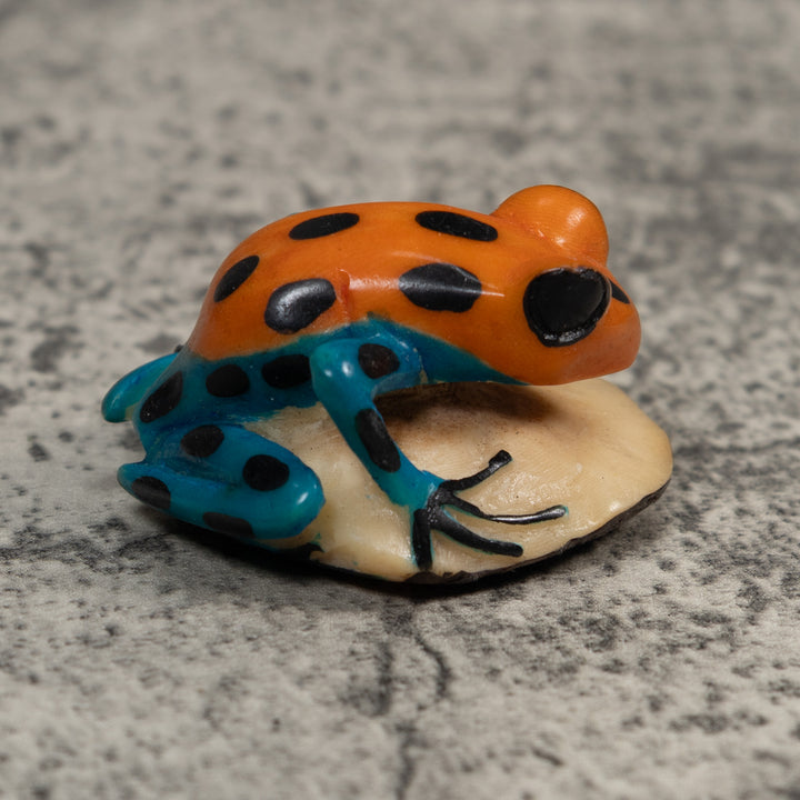 Blue And Gold Poison Dart Frog Tagua Carving