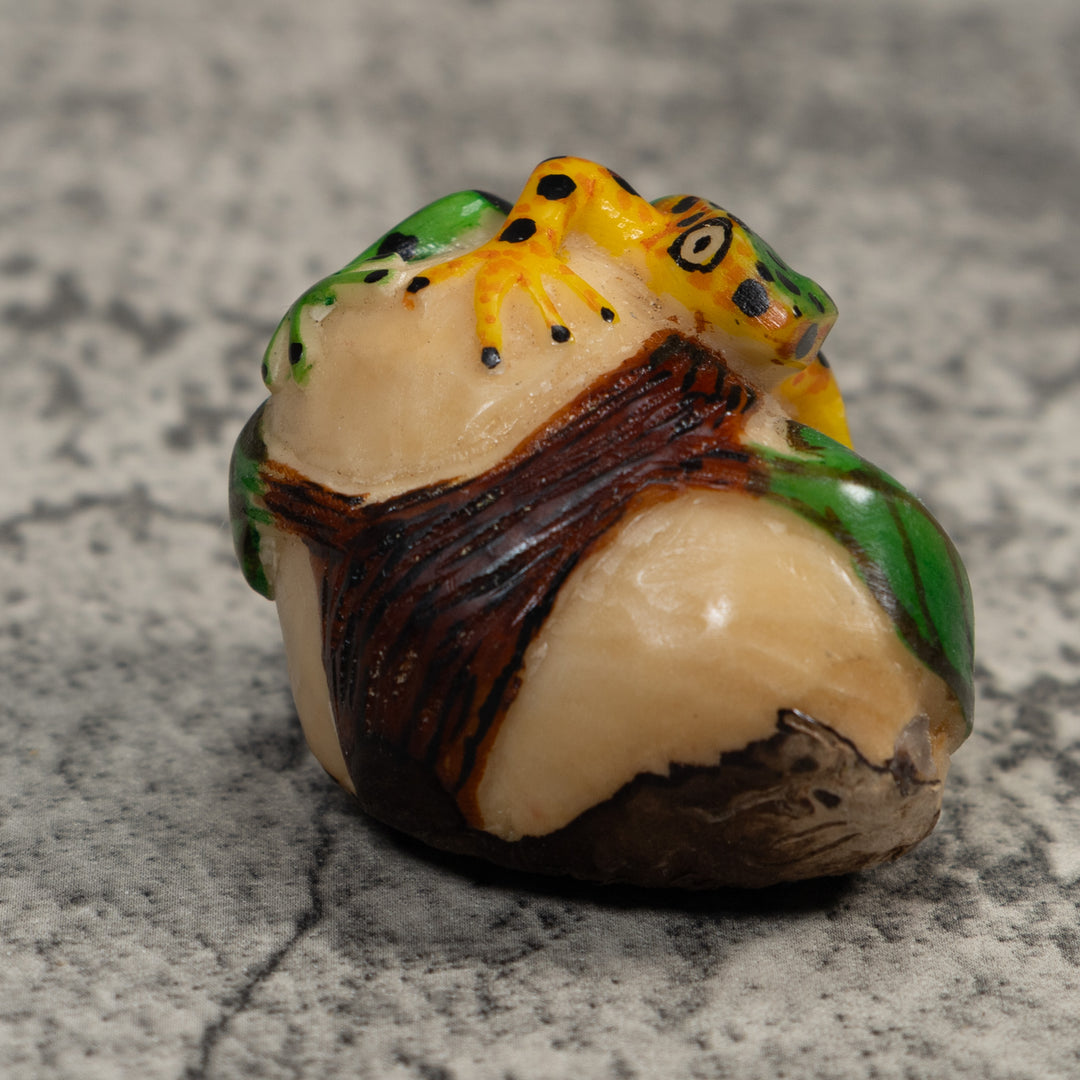 Green And Yellow Poison Dart Frog Tagua Carving