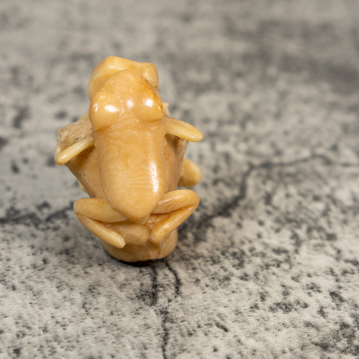 Vintage Natural White Dyed Double Frog Tagua Carving
