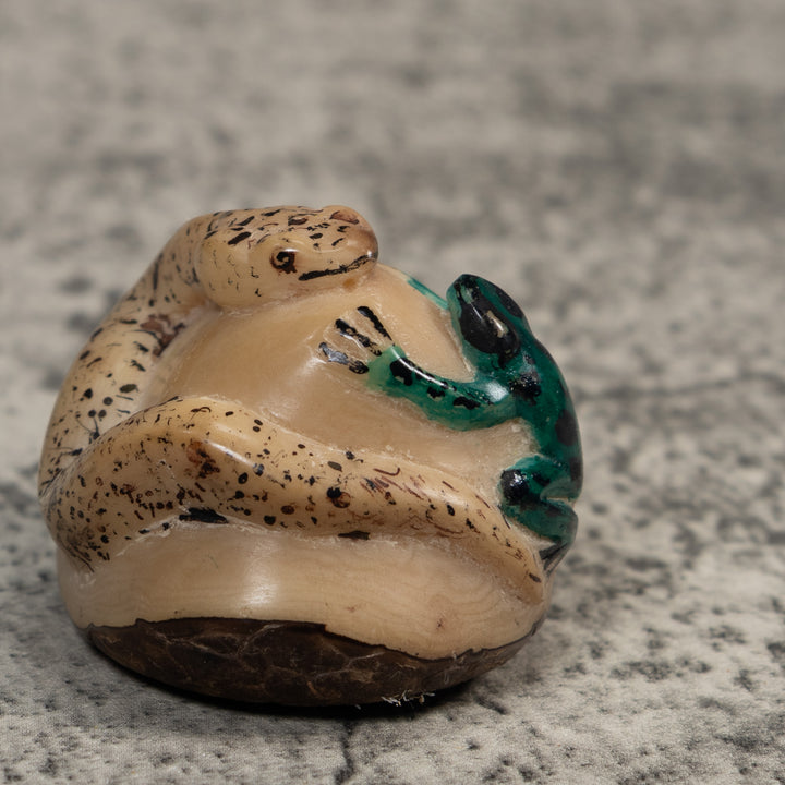 Vintage Snake And Frog Tagua Carving