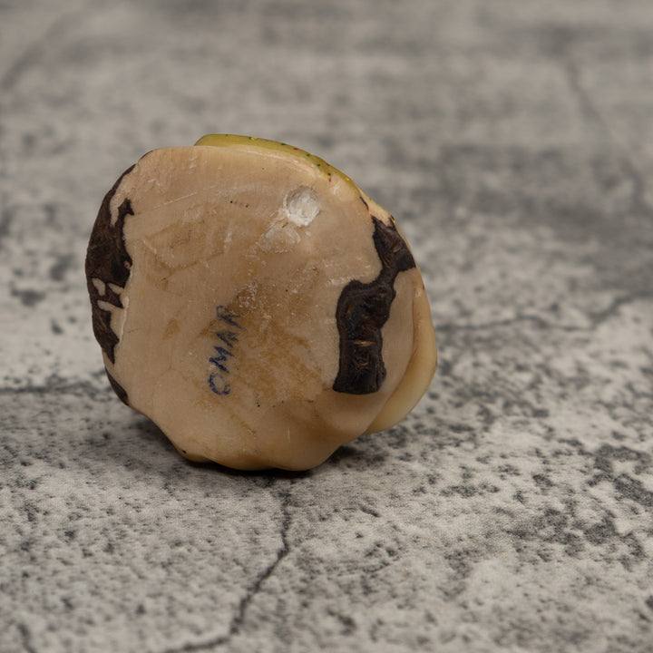 Vintage Yellow And Green Frog Tagua Carving