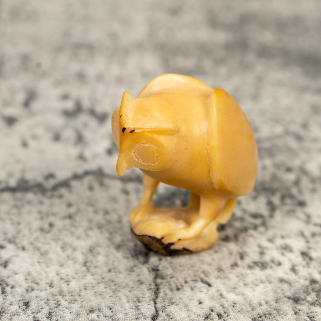 Natural White Owl Bird Tagua Carving