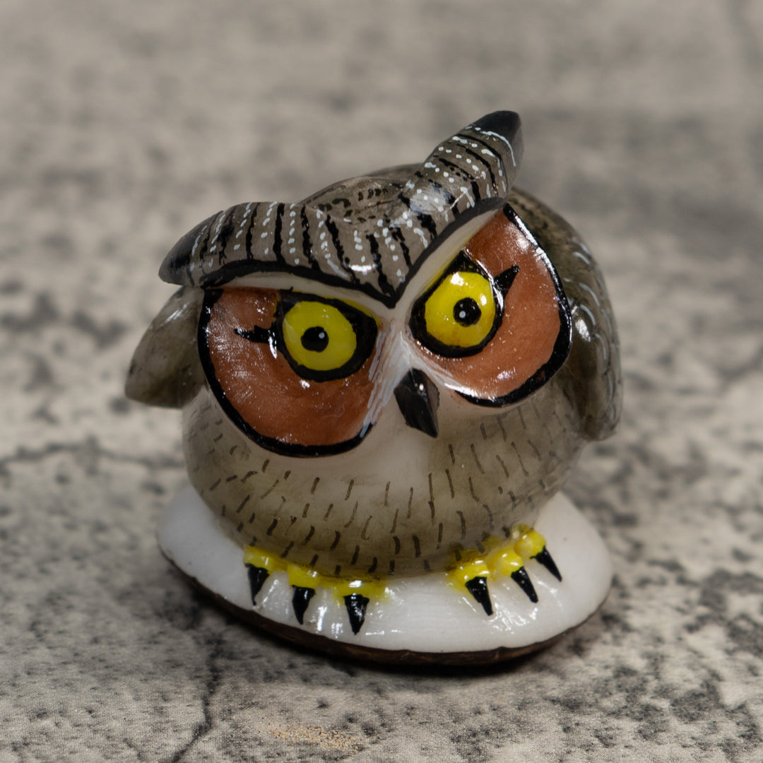 Hoot Owl Bird Tagua Carving