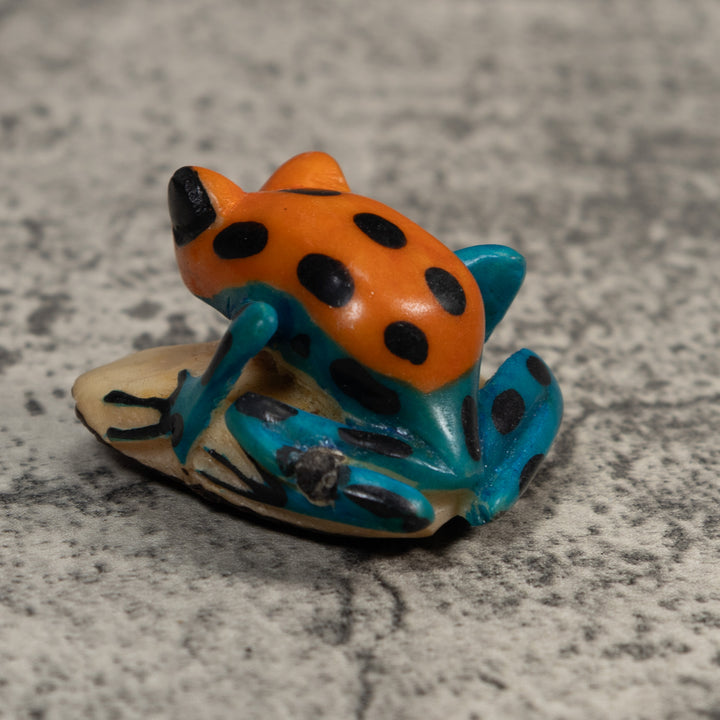 Blue And Gold Poison Dart Frog Tagua Carving