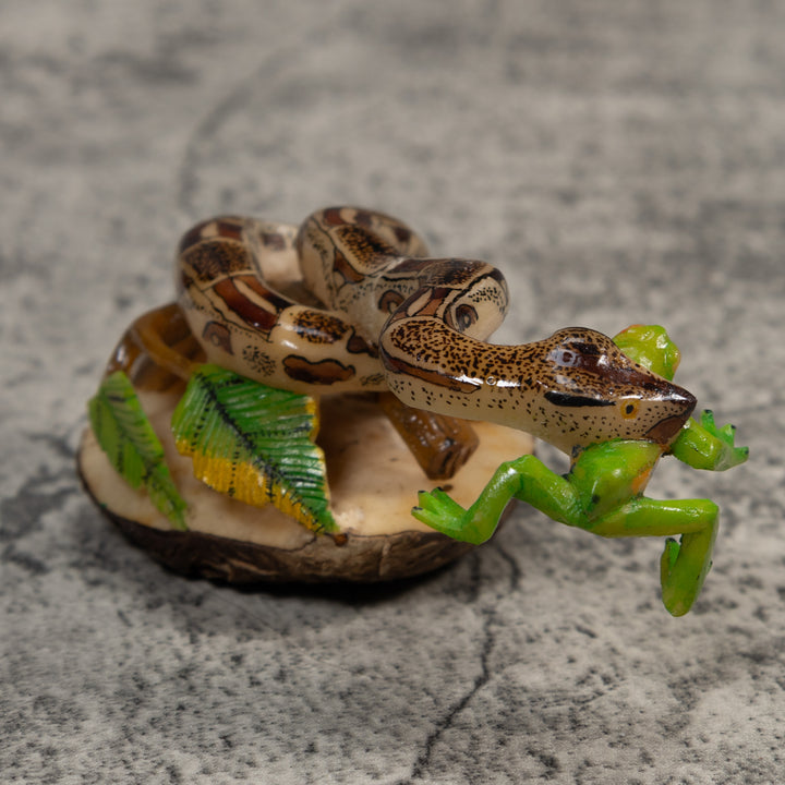 Snake Eating Frog Tagua Carving