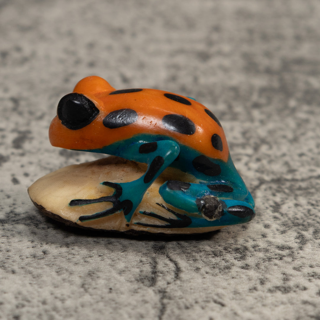 Blue And Gold Poison Dart Frog Tagua Carving