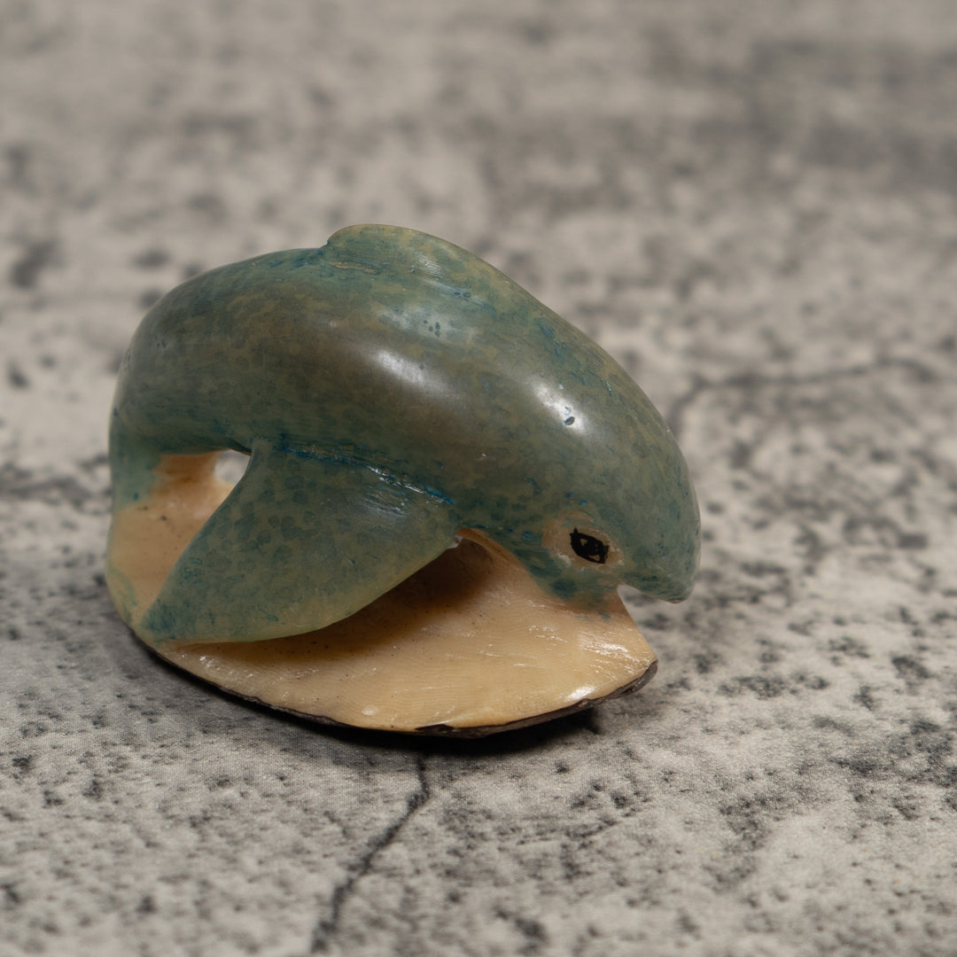 Vintage Blue Dolphin Tagua Carving