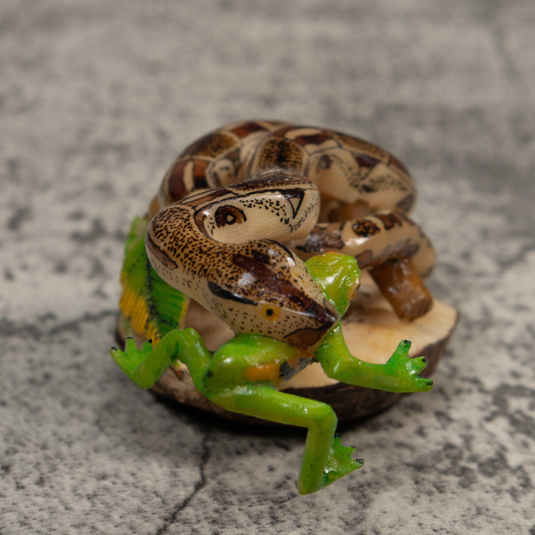 Snake Eating Frog Tagua Carving