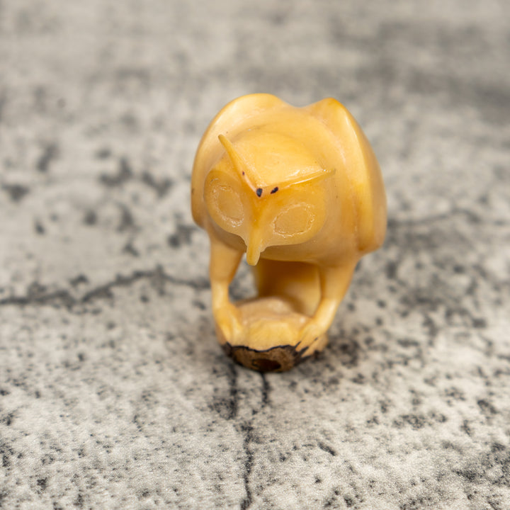 Natural White Owl Bird Tagua Carving