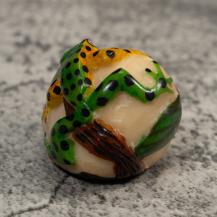 Green And Yellow Poison Dart Frog Tagua Carving