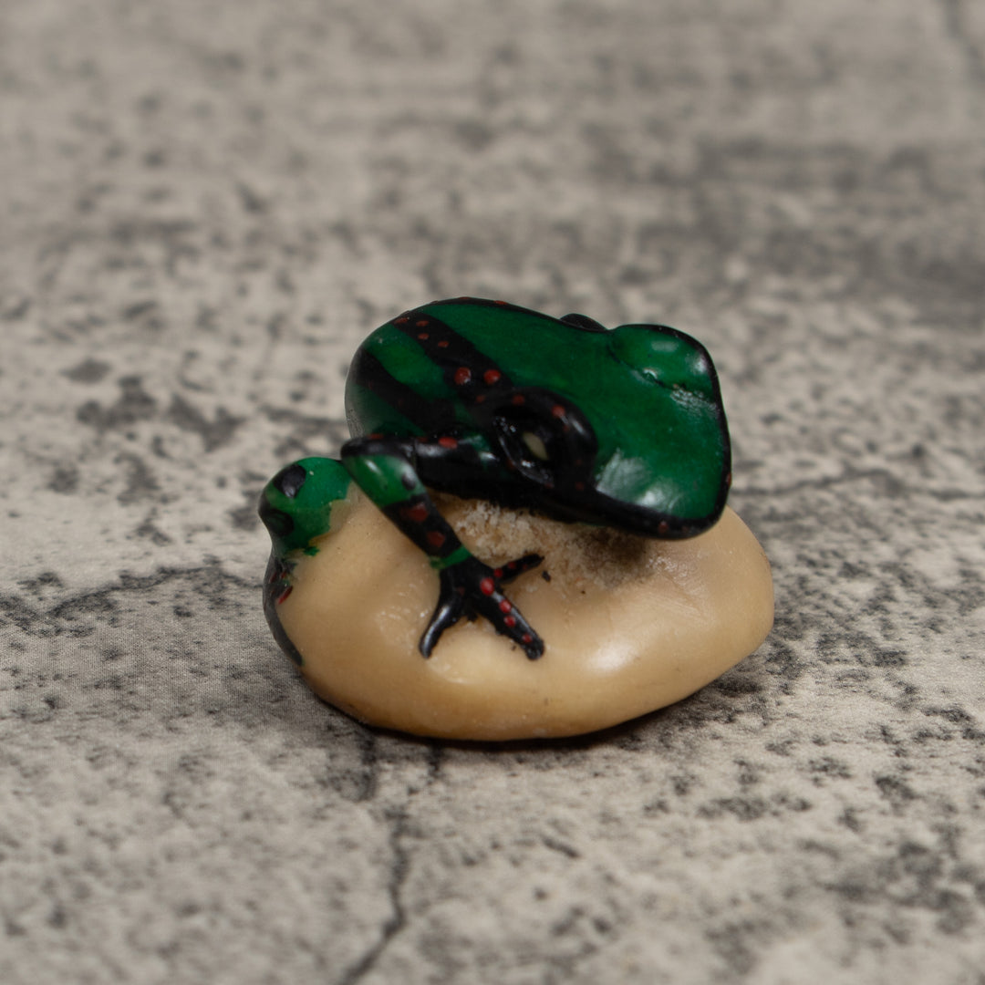 Vintage Dark Green Frog Tagua Carving