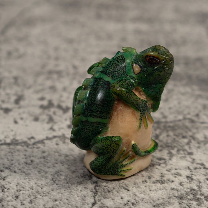 Green Iguana Lizard Tagua Carving